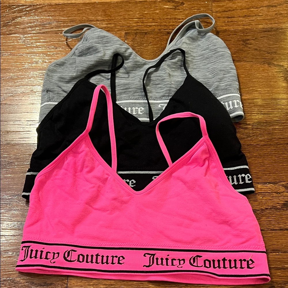 Juicy Couture Bra Trio - Vibrant Pink, Classic Black, Soft Gray